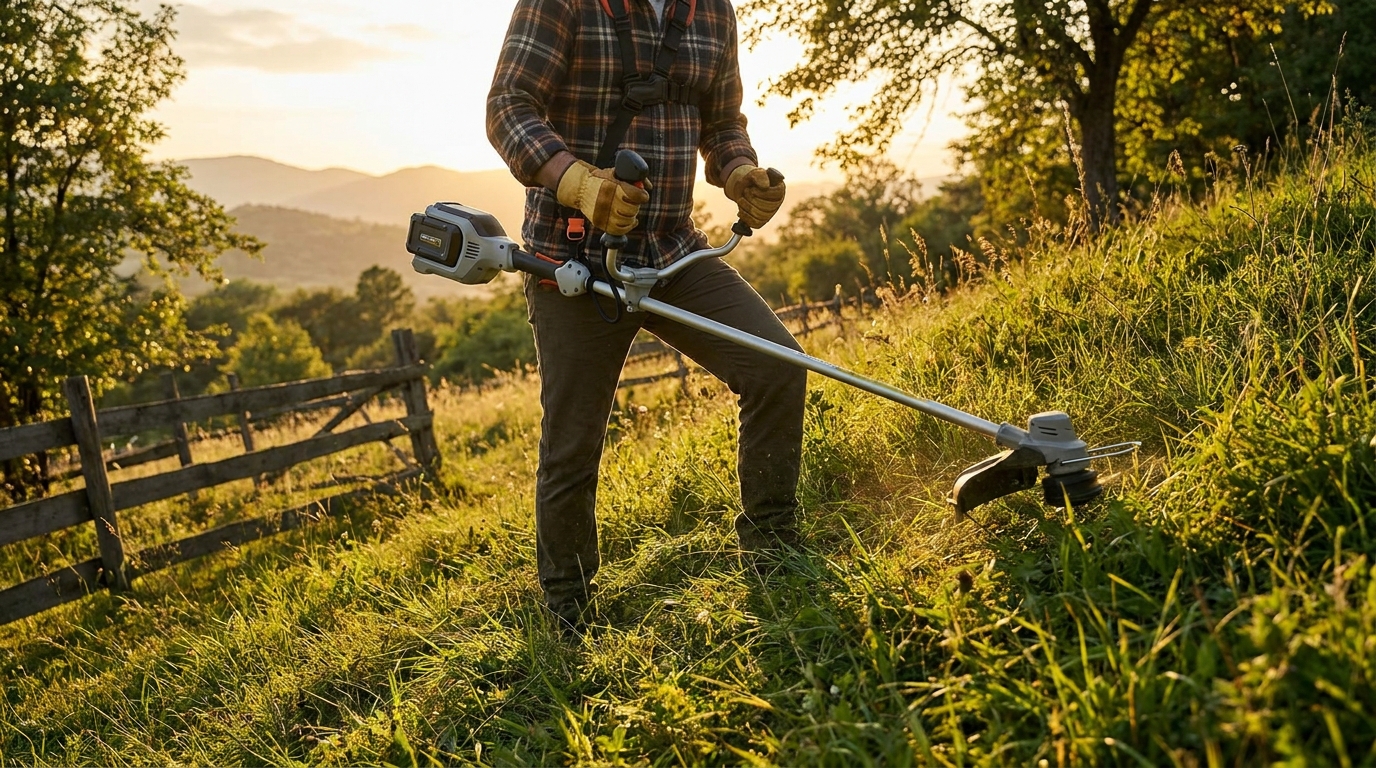 débroussailleuse électrique terrain en pente – photo principale