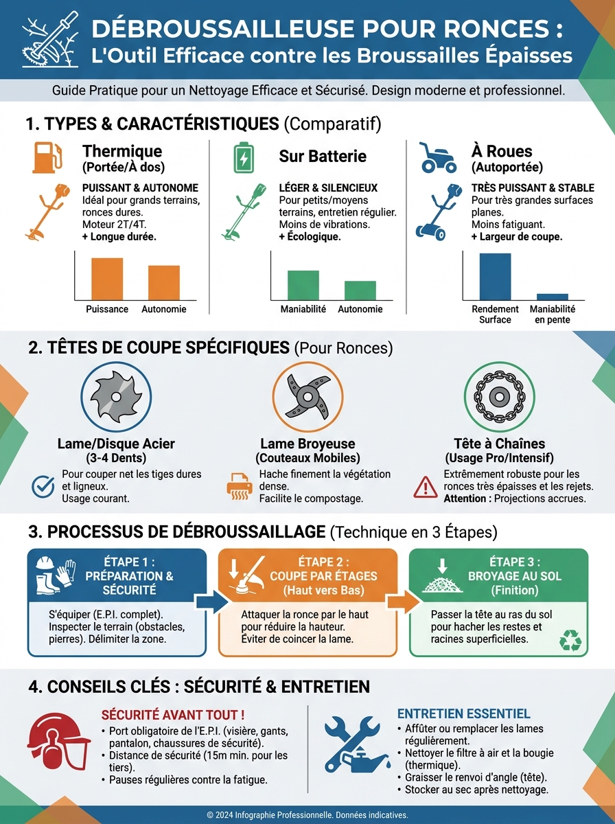 Infographie débroussailleuse pour ronces